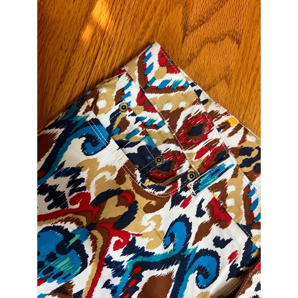 Jones New York Sport Multi Color Ikat Print Stretch Cropped Trousers 12 NWT $74 - Picture 3 of 7